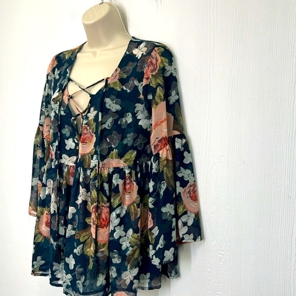 Show Me Your MuMu - Poet Tie Fall In Love Colorful Floral Blouse Size Small - Picture 7 of 12